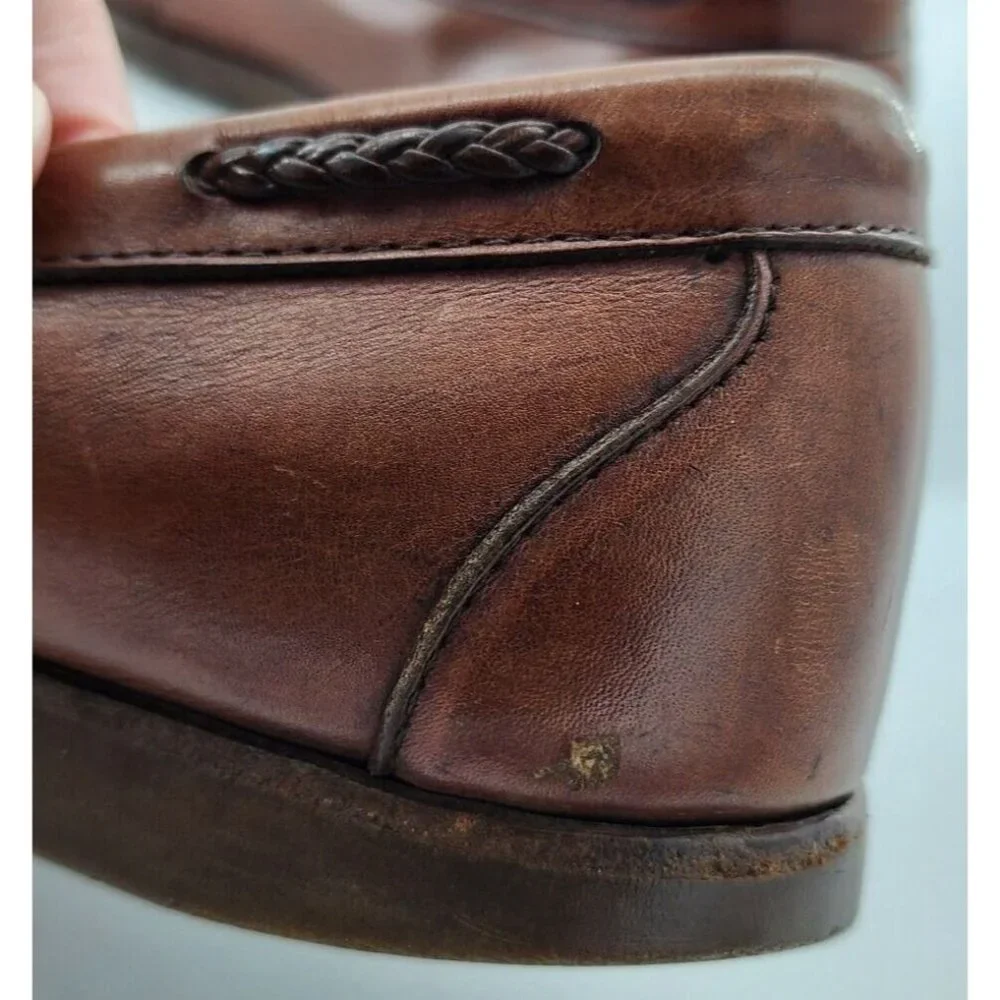 Stubbs and Wootton Palm Beach Brown Leather Boat Shoes Mens Size 10.5 D USA Made